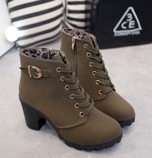 Bottines Femme Haut Talon Bout Arrondi Hiver