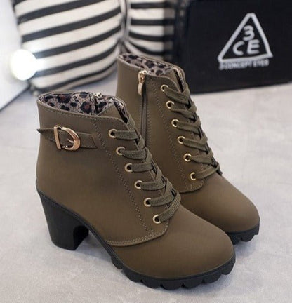 Bottines Femme Haut Talon Bout Arrondi Hiver