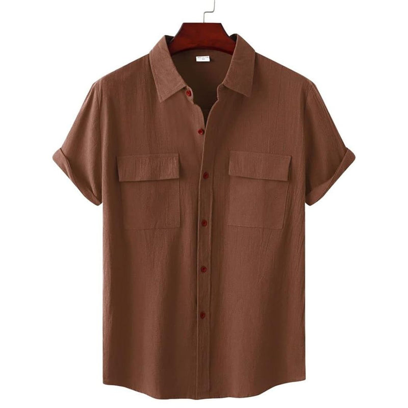 Chemise Décontractée Manches Courtes avec Poches pour Homme