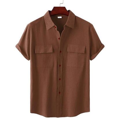 Chemise Décontractée Manches Courtes avec Poches pour Homme