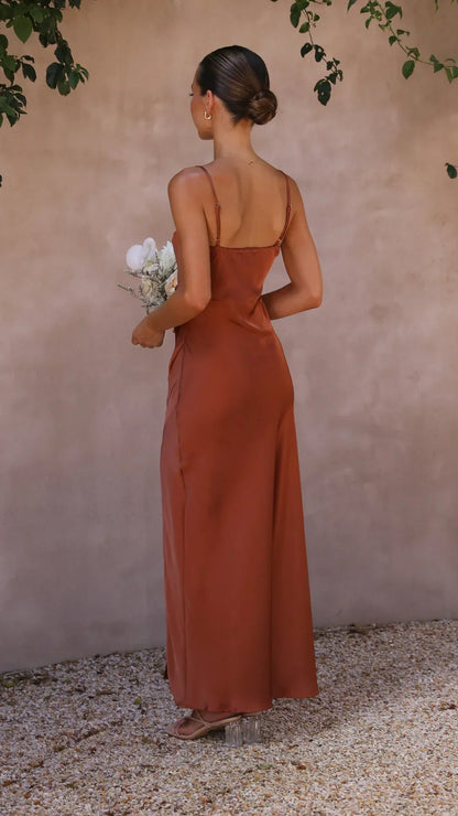 Robe Satin Été Longue pour Femme