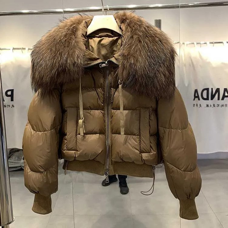 Doudoune Hiver Femme Fourrure Artificielle et Éclair Zippé