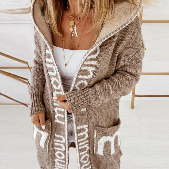 Gilet femme hiver brun avec capuchon et poches côtés - PanierRoyale