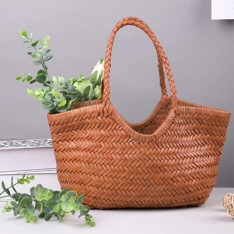 Sac à main en cuir tressé rustique et élégant
