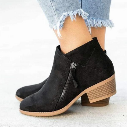 Bottes Femme Cuir Confortable avec Semelle Antidérapante