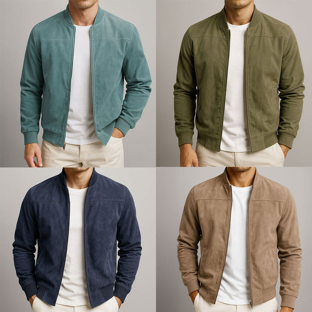 Veste Homme Cuir Suédé Coupe Classique