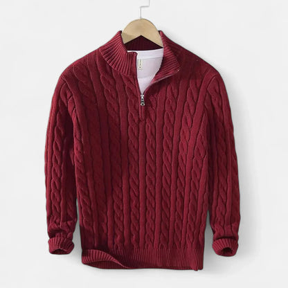 Pull Zippé Homme Col Roulé - Maille Épaisse et Confortable