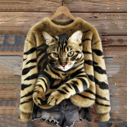 Sweat Femme Peluche Motif Animal Coupe Confortable
