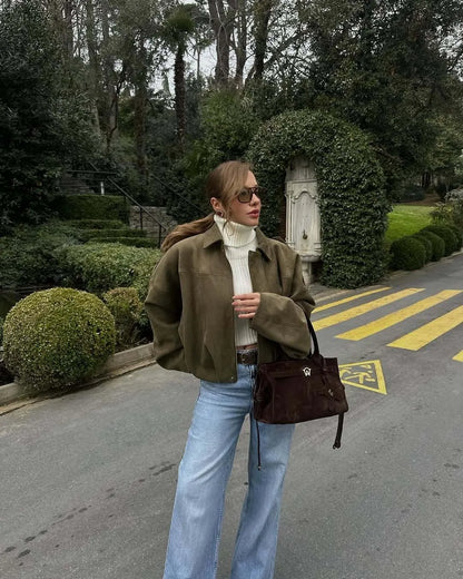 Veste en cuir doux féminine tendance - PanierRoyale