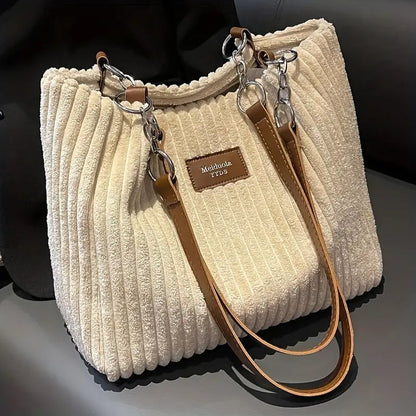 Sac à Main Grand Modèle Femme en Velours Doux avec Bandoulière Réglable