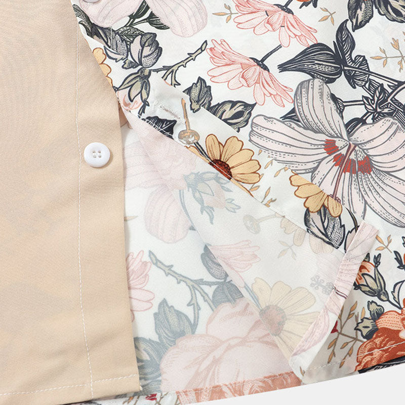 Chemise Homme Courte Manche imprimée Fleur de Printemps
