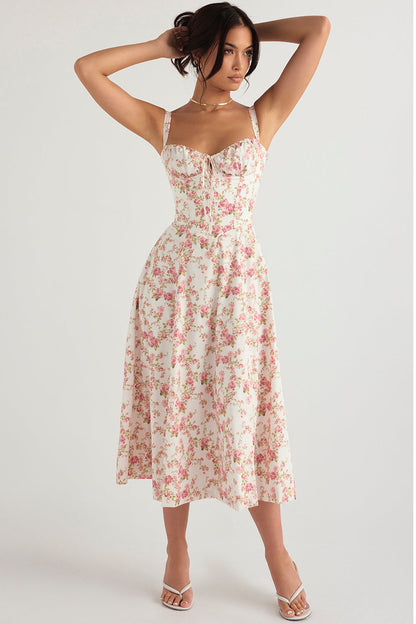 Robe Fuchsia Courte Taille Évasée Féminine