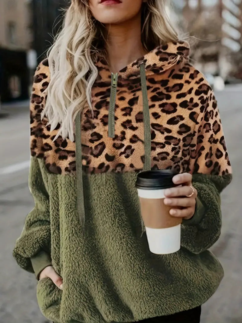 Sweat à Capuche Femme Léopard Tendance - PanierRoyale