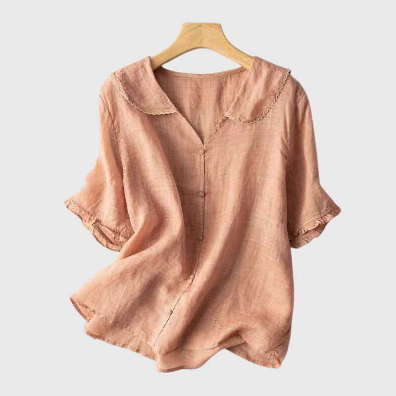 Blouse Femme Manches Courtes Boutons Décontractée