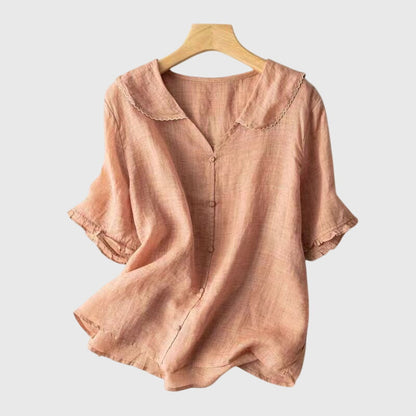 Blouse Femme Manches Courtes Boutons Décontractée