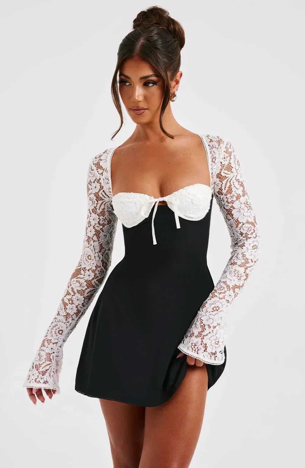 Robe Femme Courte Dentelle Rouge Cœur