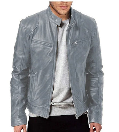 Blouson Cuir Noir Homme Zippé Moderne - PanierRoyale