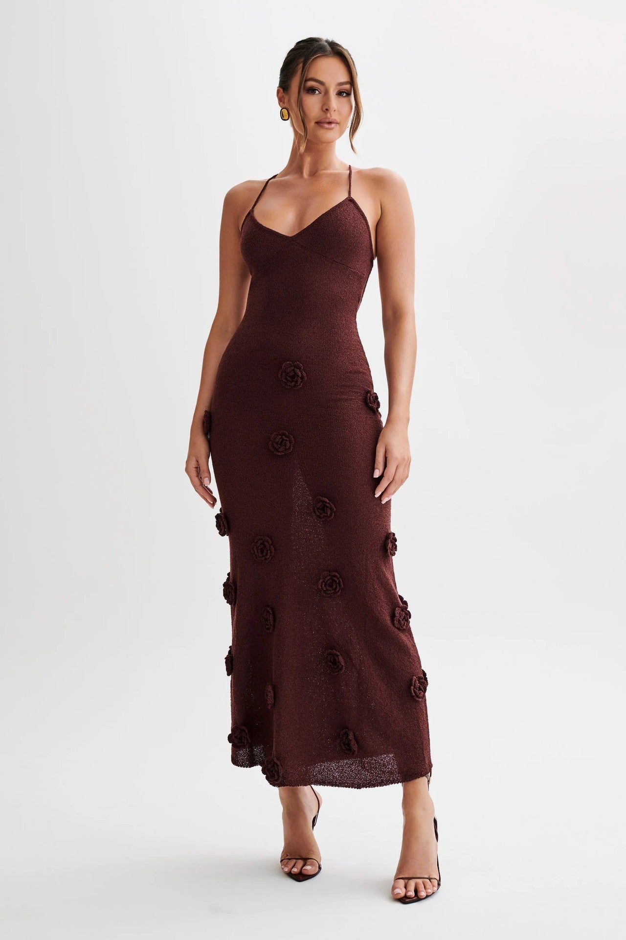 Robe Femme Été légère avec Fleurs Brodées et Bretelles Fines