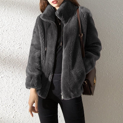 Veste Polaire Unisexe Double Face Matelassée Col Montant