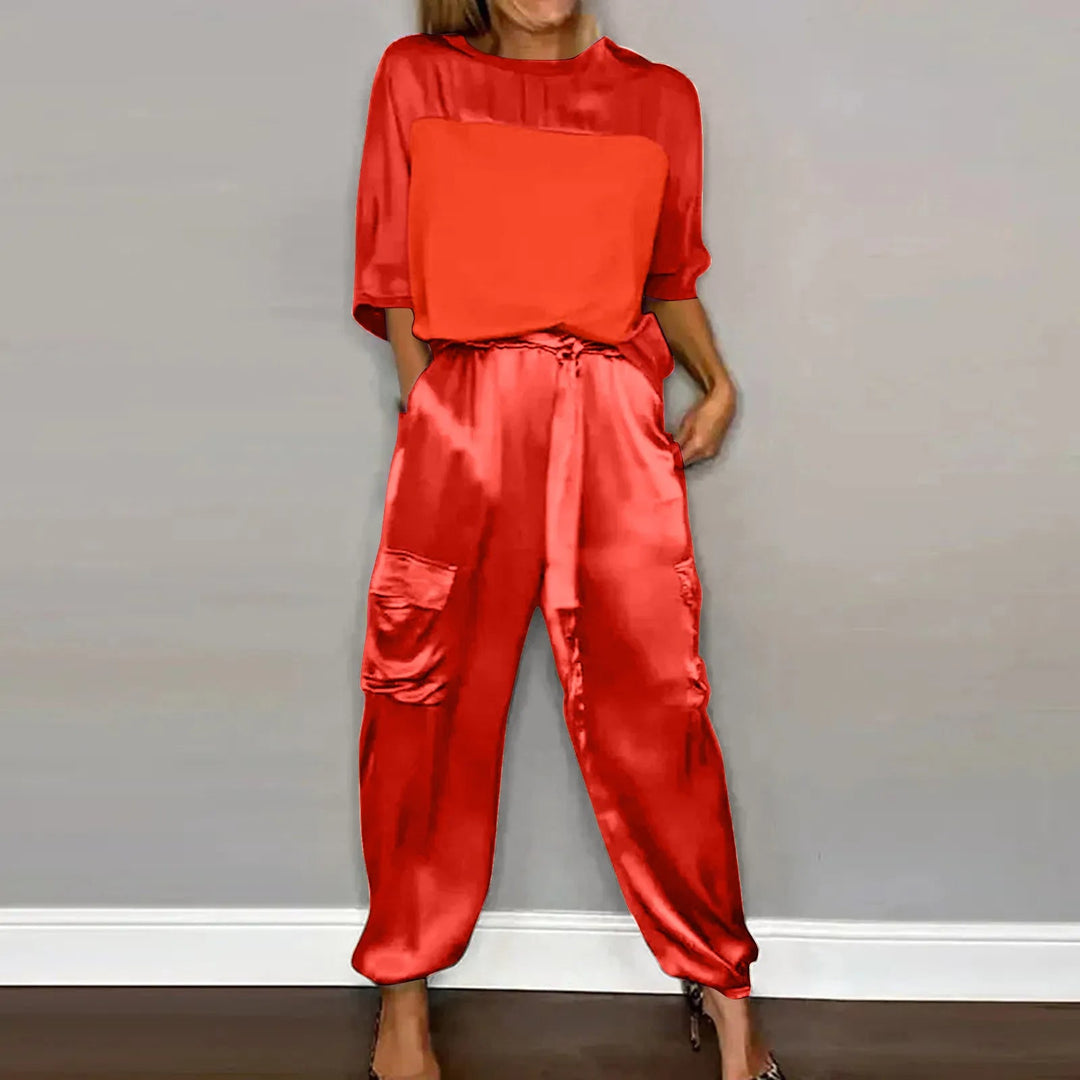 Ensemble 2 Pièces Féminin : Chemisier Décontracté et Pantalon Élégant