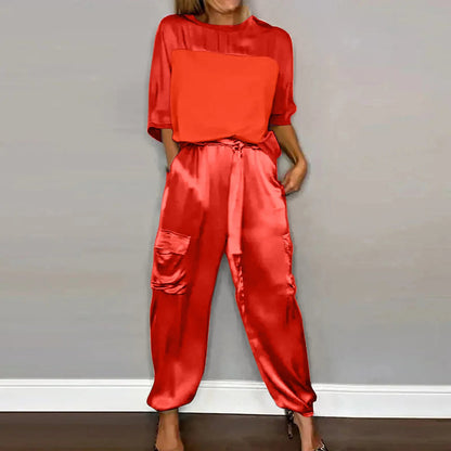 Ensemble 2 Pièces Féminin : Chemisier Décontracté et Pantalon Élégant