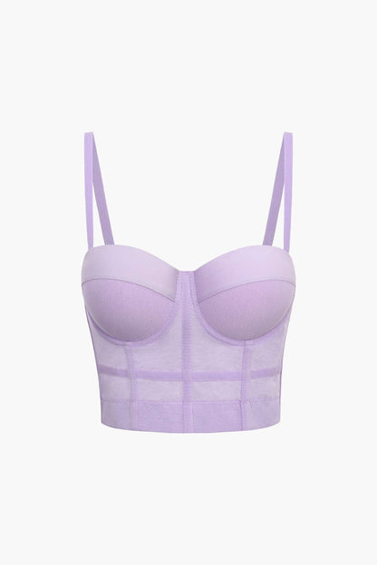 Bustier Top Push-Up avec Coupes Balconnets et Dentelle