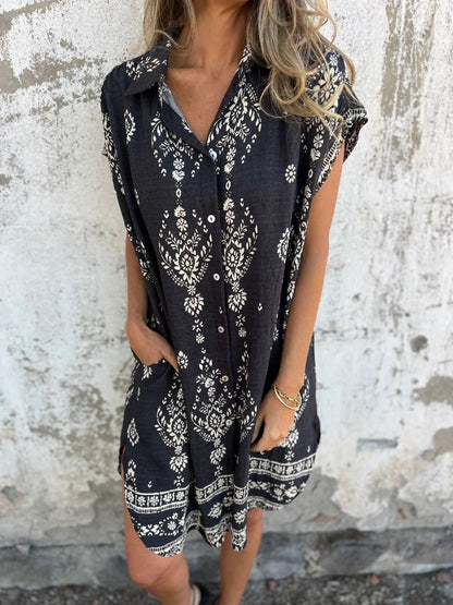 Robe Été en Coton Léger pour Femme Manches Courtes