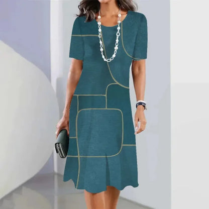 Robe trapèze Femme Imprimé Graphique Manches Courtes