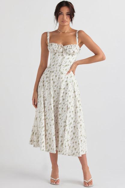 Robe Midi Taille Étroite Rose Pâle