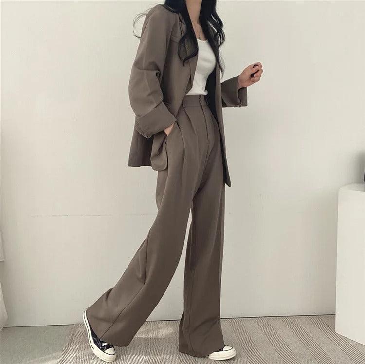 Costume Femme Tailleur 2 Pièces avec Blazer Long