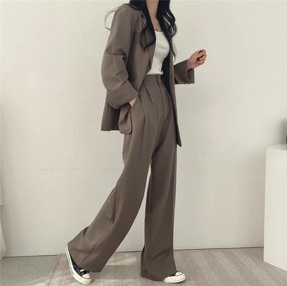 Costume Femme Tailleur 2 Pièces avec Blazer Long