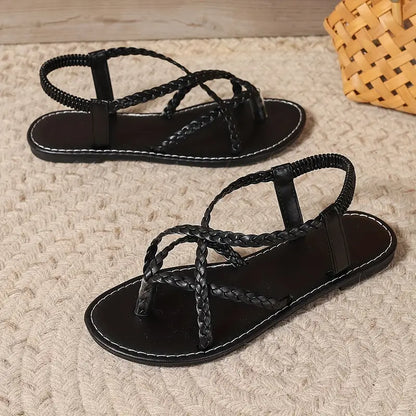 Sandales Plates Tressées pour Femme Printemps
