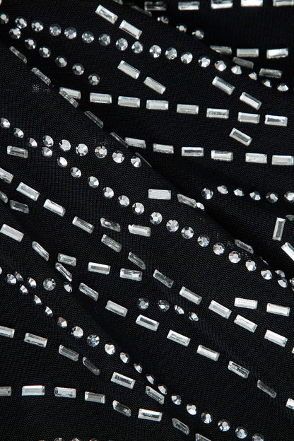 Robe de Soirée Courte en Mesh Étoilé et Paillettes