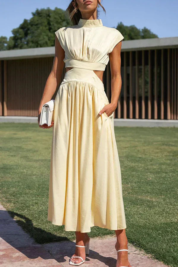 Robe Longue Femme Décontractée en Plissé Élégant
