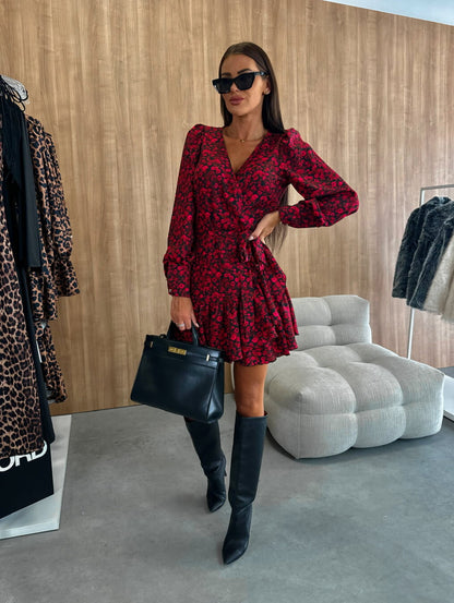 Robe Mini Femme Cache-cœur Taille Marquée Coupe Ajustée - PanierRoyale