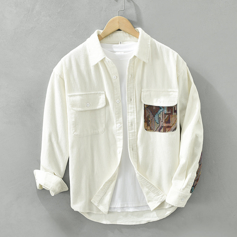 Chemise Homme Vintage en Coton Longue Manche