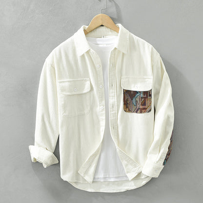 Chemise Homme Vintage en Coton Longue Manche