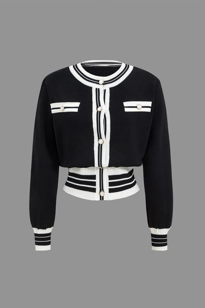 Ensemble Tricot Femme Élégant : Cardigan Court et Pantalon Large