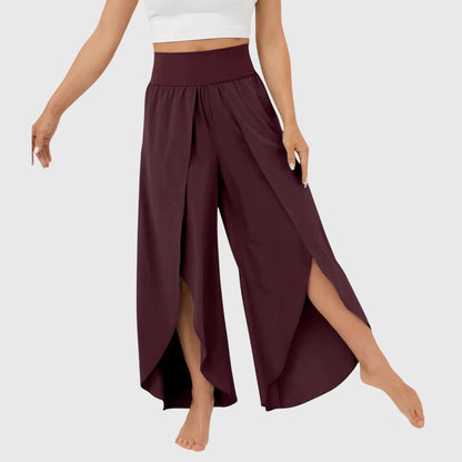 Pantalon Bohème Large Détente avec Fente Découpée