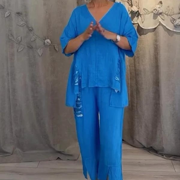 Ensemble Femme Décontracté Coton Décolleté en V