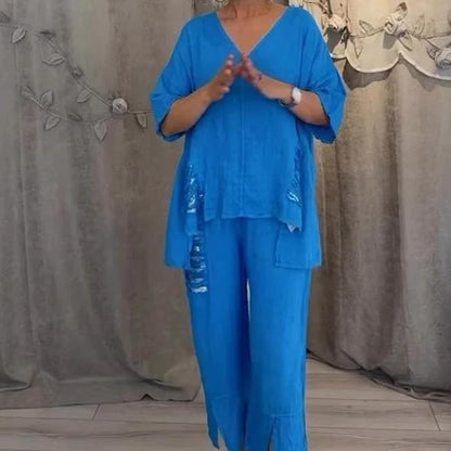 Ensemble Femme Décontracté Coton Décolleté en V