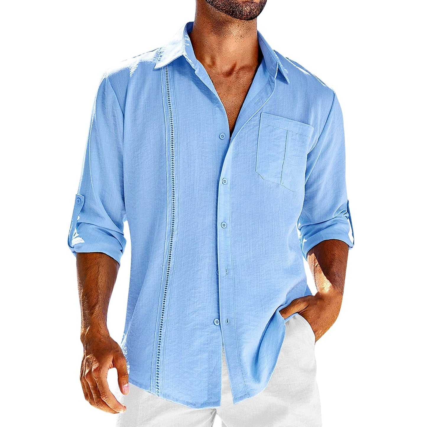 Chemise Homme Coton Classique à Manches Longues