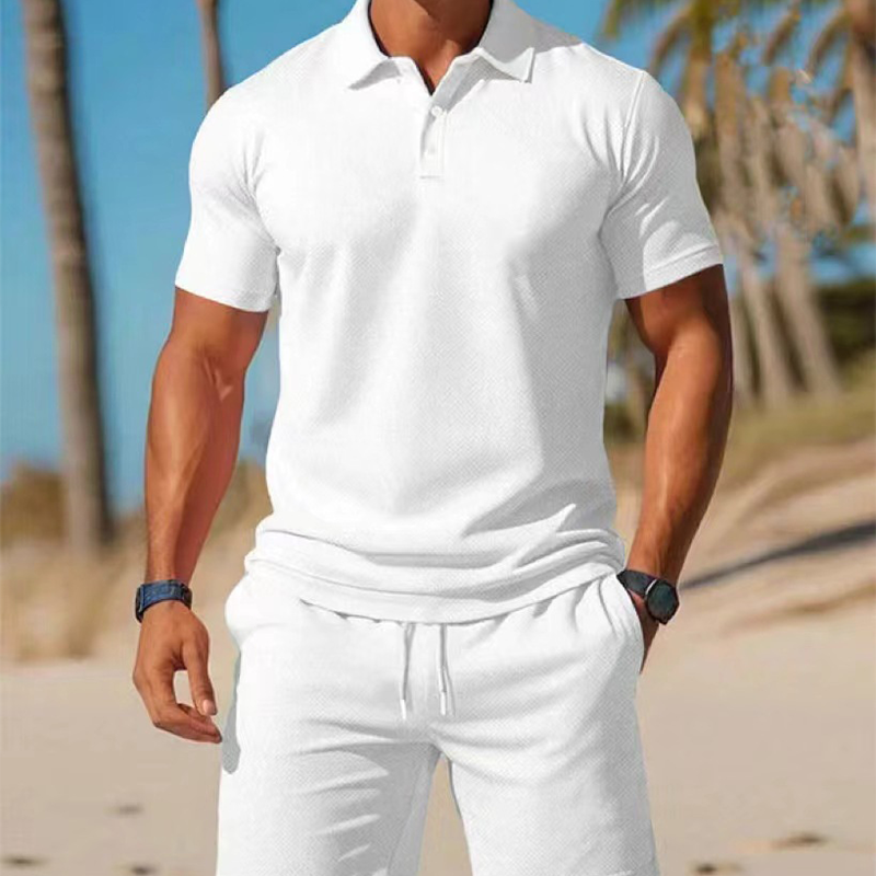 Ensemble Homme Polo Coton et Short Ceinture Cordon