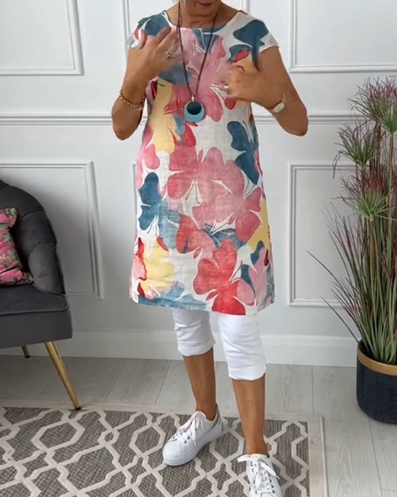 Robe Femme Fluide Imprimée Coupe Décontractée Estivale