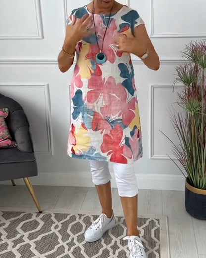 Robe Femme Fluide Imprimée Coupe Décontractée Estivale