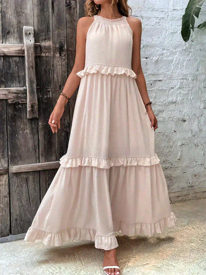 Robe Bohème Été avec Volants et Décolleté Profond