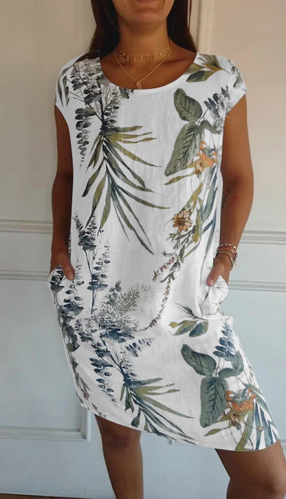 Robe Longue Femelle en Coton Lin Élégante pour Été - PanierRoyale