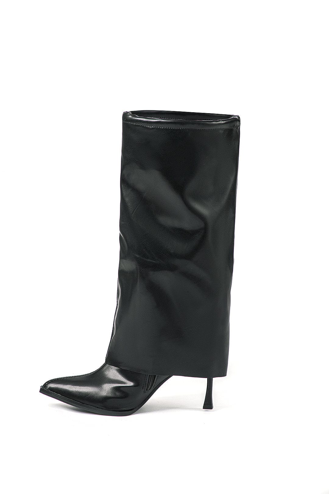 Bottines Noir Designer à Talon Haut et Look Oversize