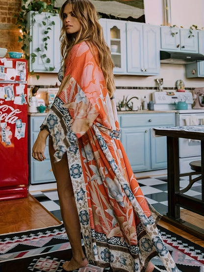 Robe Maxi Femme Mousseline Imprimé Floral Style Bohème