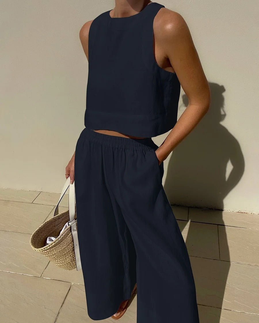 Robe Femelle Lin Élégante et Confortable